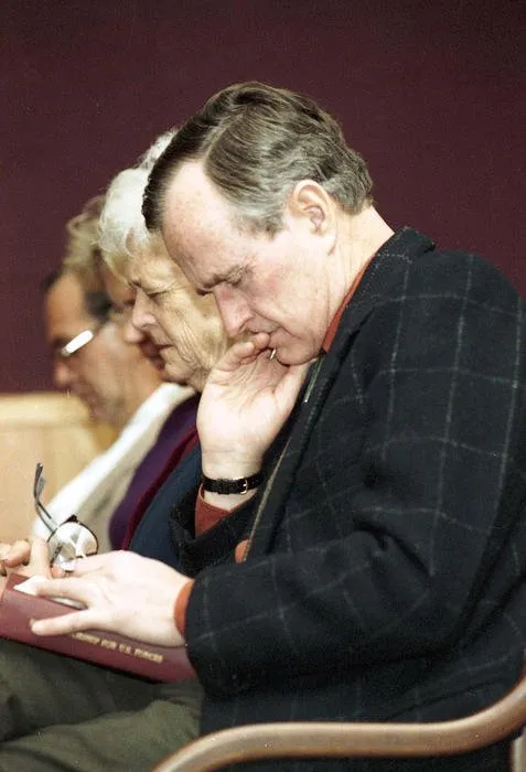 President and Mrs. Bush attend church services at Camp David