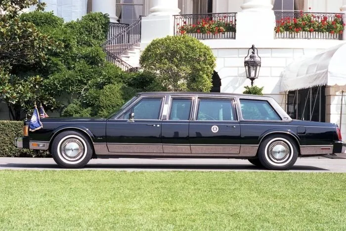 The President's limo outside the White House
