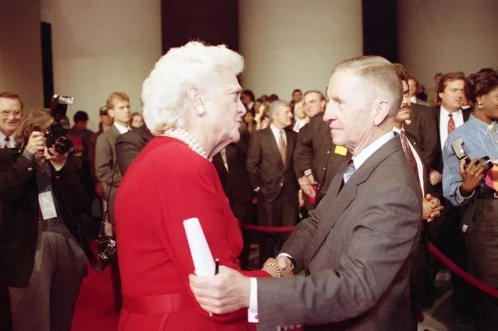 President Bush participates in the third and final Presidential Debate between himself, Governor Bill Clinton, and Ross Perot in East Lansing, Michigan