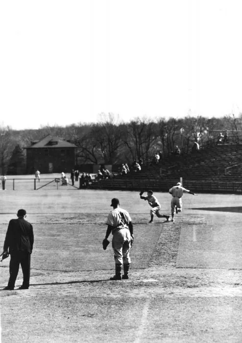 First Baseman Bush Catches Ball